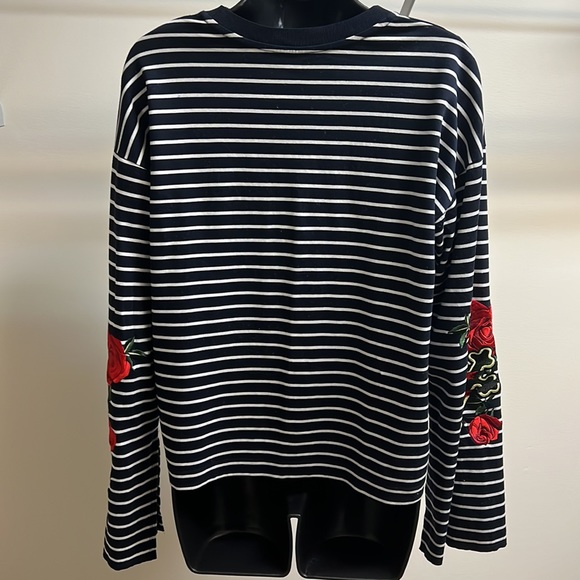 Embroidered Rose Striped Shirt - Picture 7 of 8